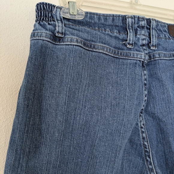 Vintage Lee Paper Bag/Elastic Waist Medium Wash Jeans sz 14 90s Straight Leg - Picture 3 of 10